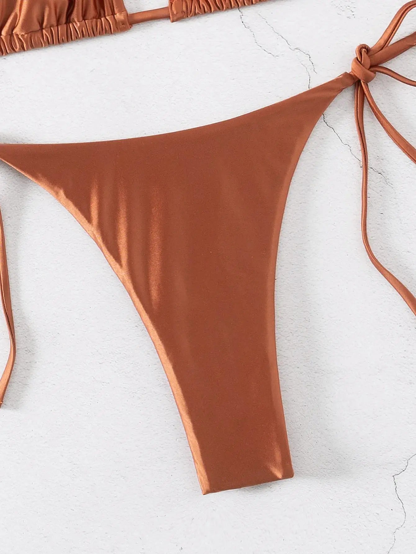 Burnt orange Brazilian bikini bottom with side ties