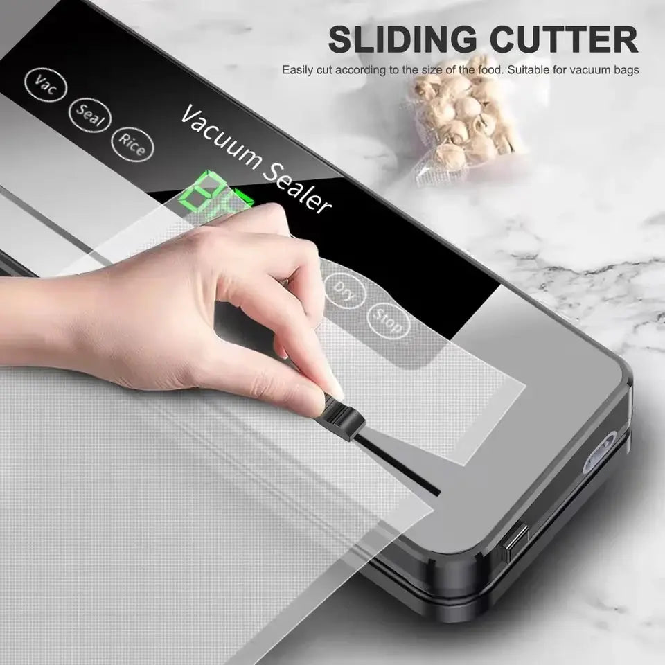Electric Vacuum Sealer For Food Storage Dry And Wet Sealing With Touch Button Built In Cutter For Kitchen