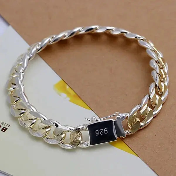 925 Sterling Silver Fine Chain Bracelet For Women And Men With Charms Wedding Gift Fashion Jewelry