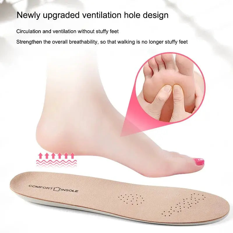 Leather Latex Sports Insoles For Shoes With Arch Support Cowhide Cushion Pads Shock Absorbing Plantar Fasciitis Inserts