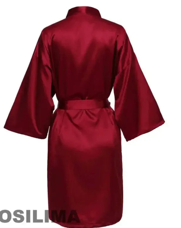BridalGlow Team Bride Satin Kimono Robe for Weddings Black Lettering Bridesmaid Pajama Bathrobe