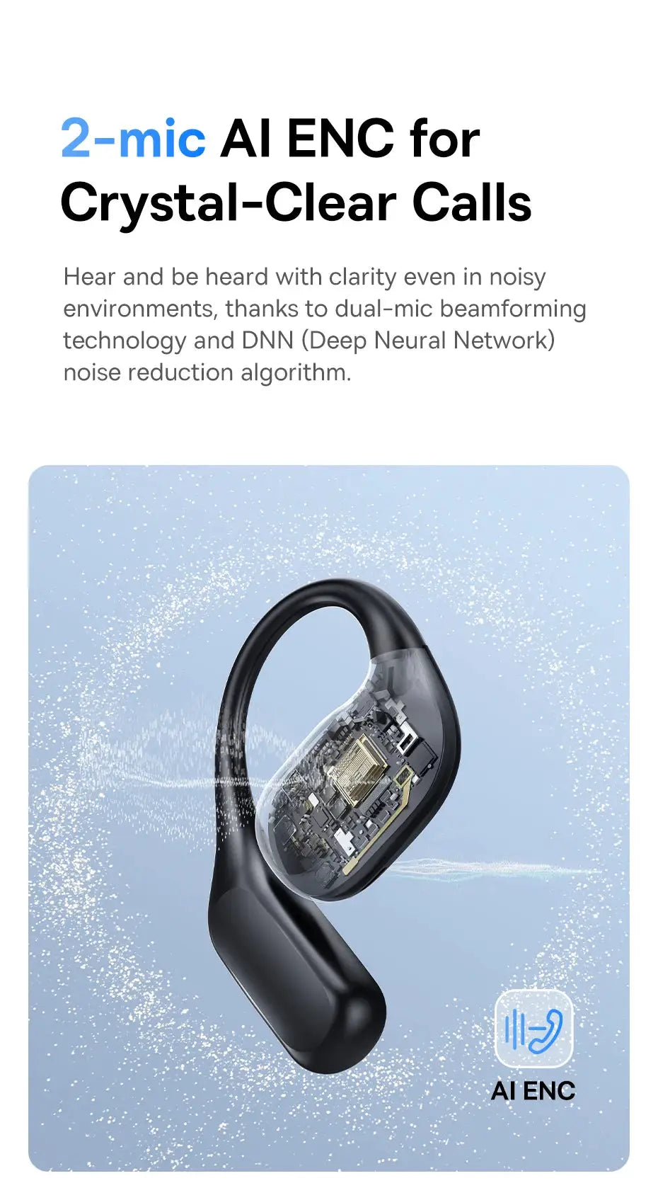 Baseus Eli 2i Fit open-ear wireless earbuds, black, IPX5 waterproof for sports