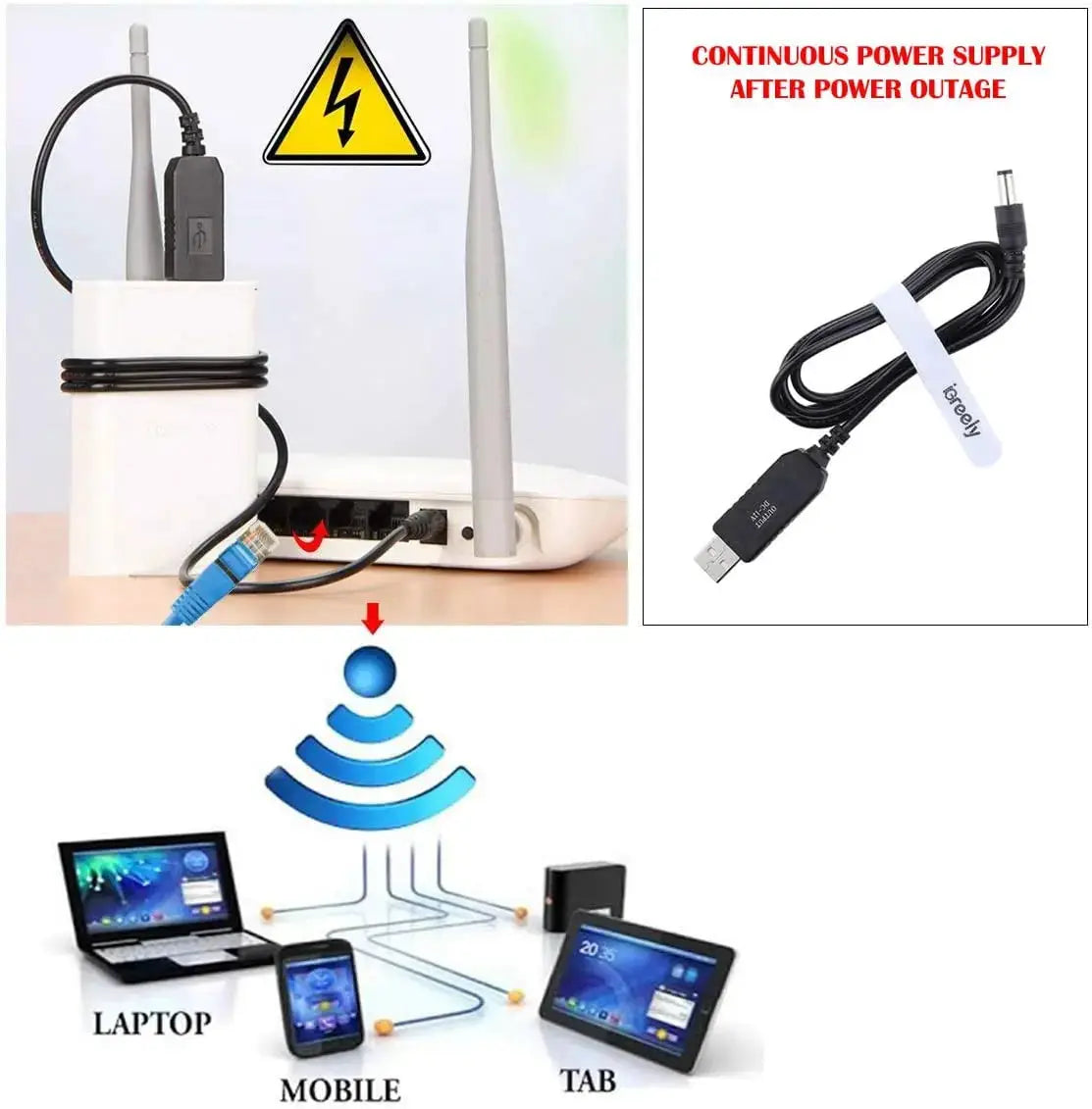 USB 5V to 12V 9V Power Boost Module Converter 5.5 x 2.1mm DC Plug Cable for Router Modem Fan