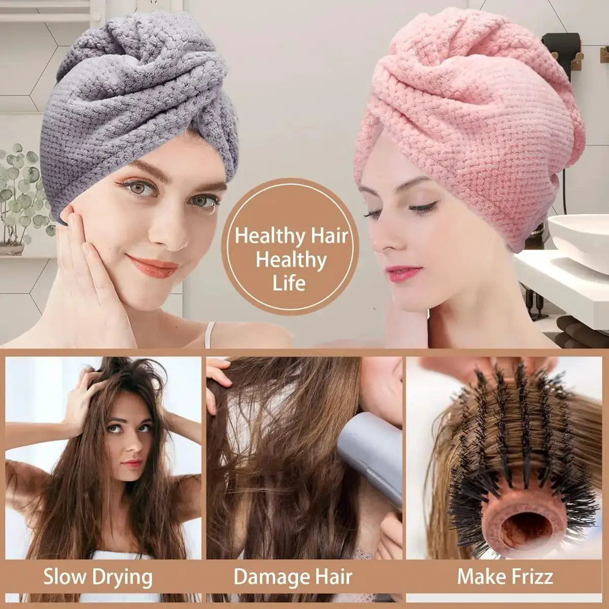 SilkNest Textured Dry Hair Cap Towel Wrap Absorbent Polyester And Polyamide Quick Dry For Secure Coverage
