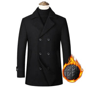 Men's double-breasted wool coat, black 40% wool by Simples Market for autumn/winter warmth