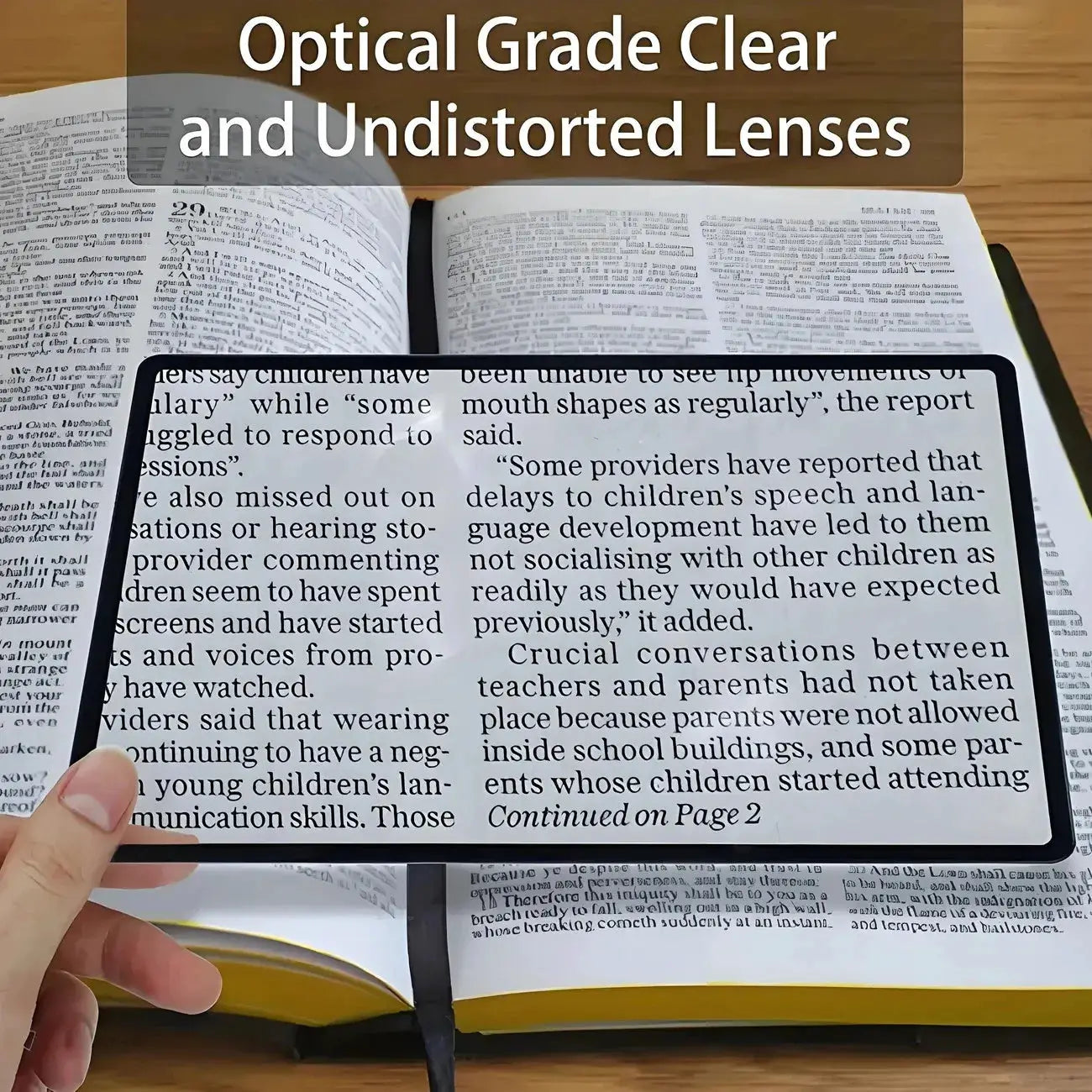 OptiClear Full Page Large Sheet Magnifier Crystal Clear Reading Aid For Undistorted Page View