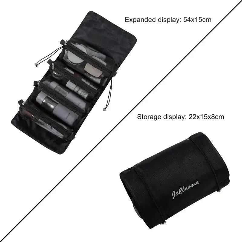 VoyageMate Large Capacity PU Leather Cosmetic Bag Travel Toiletry Organizer for Women Multi Compartment Design
