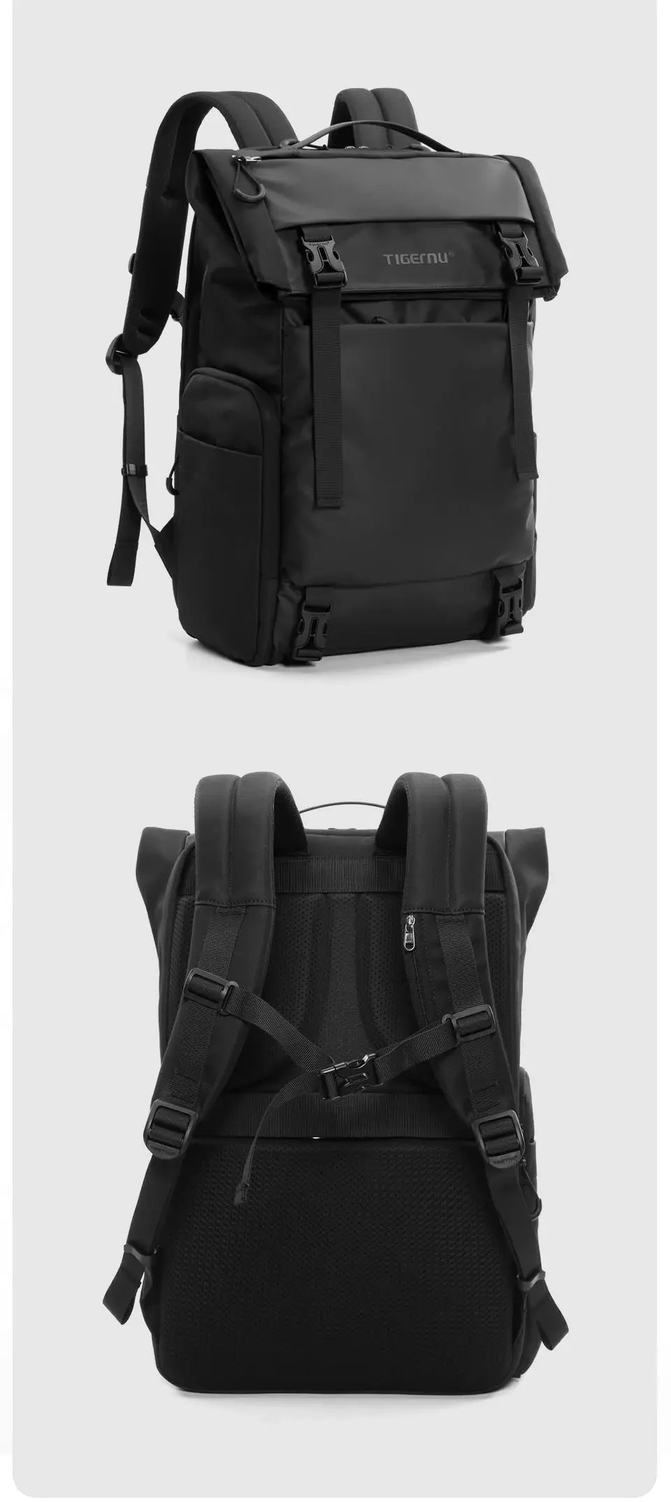 Tigernu travel backpack, black TPU waterproof, expandable men’s backpack by Simples Market
