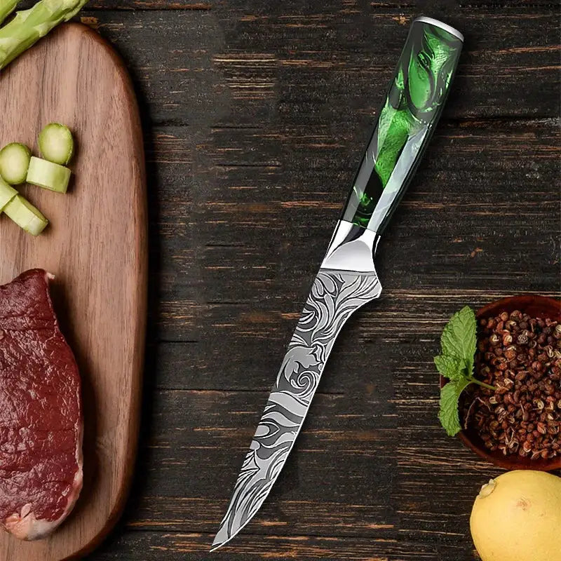 Hikari Japanese Laser Damascus Kitchen Knife Versatile Utility Chef Knife for Meat Fruit Bread Vegetables