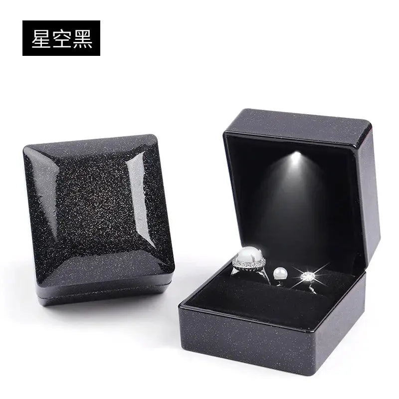 Creative Led Lighting Jewelry Set Ring Pendant Necklace And Bracelet With Light Up Jewelry Box Packaging