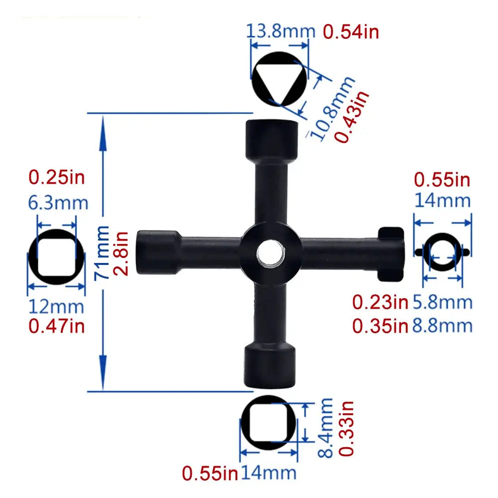 Portable 4 In 1 Hand Screwdriver Socket Water Meter Key Valve Wrench Tool For Home Repair And DIY