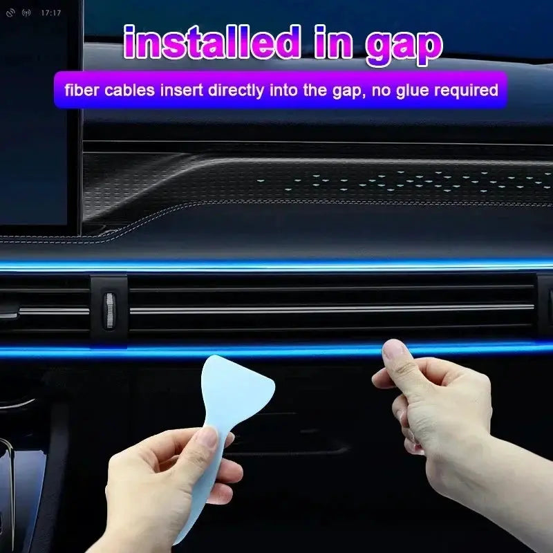 2 3 4 5M RGB Car Interior Ambient LED Light Strip With Invisible Fiber Optic Lighting And APP Control