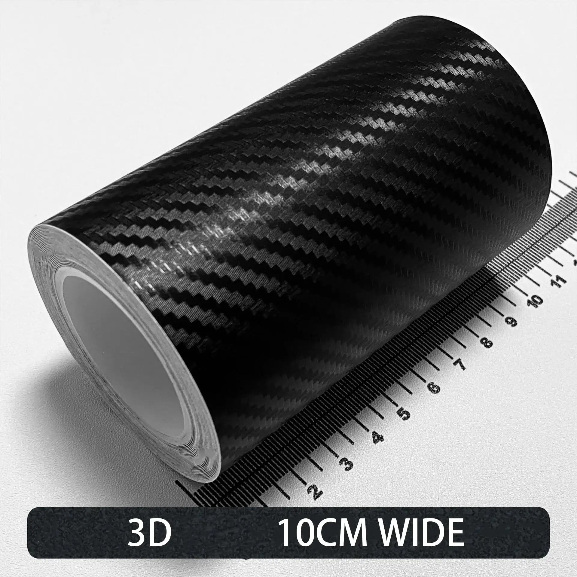 Carbon fiber matte black automotive adhesive tape roll, 3D vinyl car film, 10 cm wide