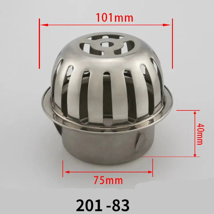 Stainless steel round floor drain with anti-blocking cap for outdoor rain drainage; 101mm diameter, 40mm height
