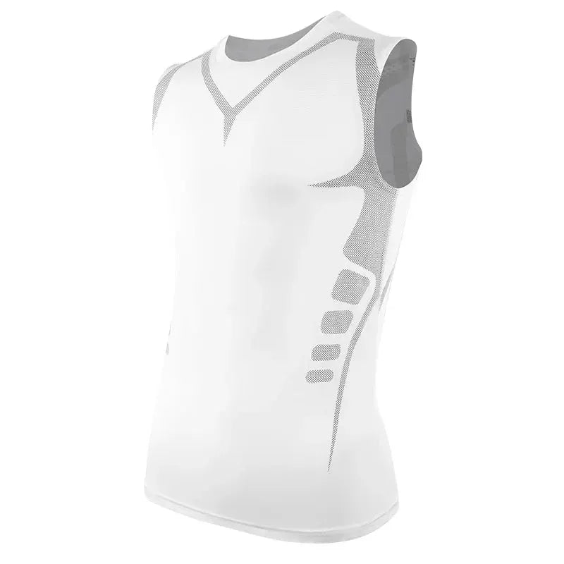Men's shapewear shaping vest, sleeveless compression tank top in white with gray side panels