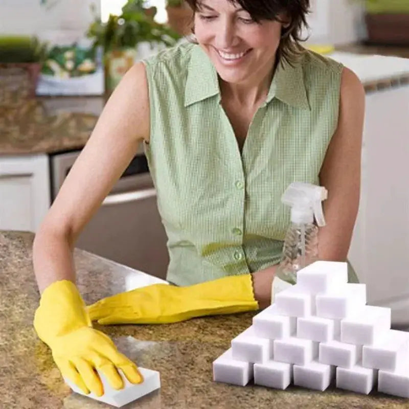 EcoClean Melamine Sponge Magic Eraser 50 Pack Non Toxic Antibacterial Cleaning Sponges For Kitchen And Bathroom