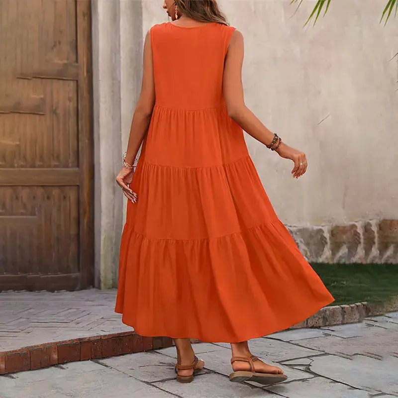 Elegant Summer Dress For Women Loose A Line Midi With V Neck Casual Sophistication In Yellow And Black