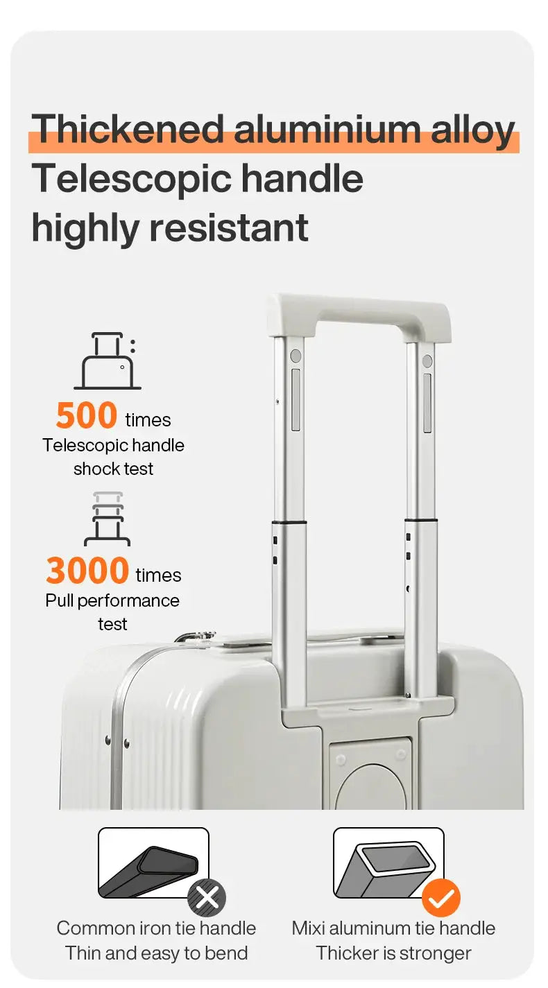 Mixi aluminum frame carry-on rolling suitcase with telescopic handle