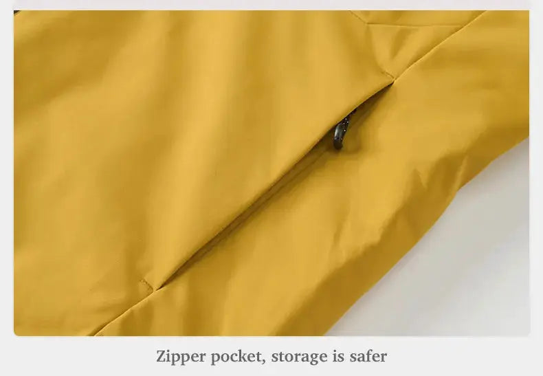 JNLN unisex waterproof fleece jacket, yellow windproof raincoat with zip pocket, Simples Market