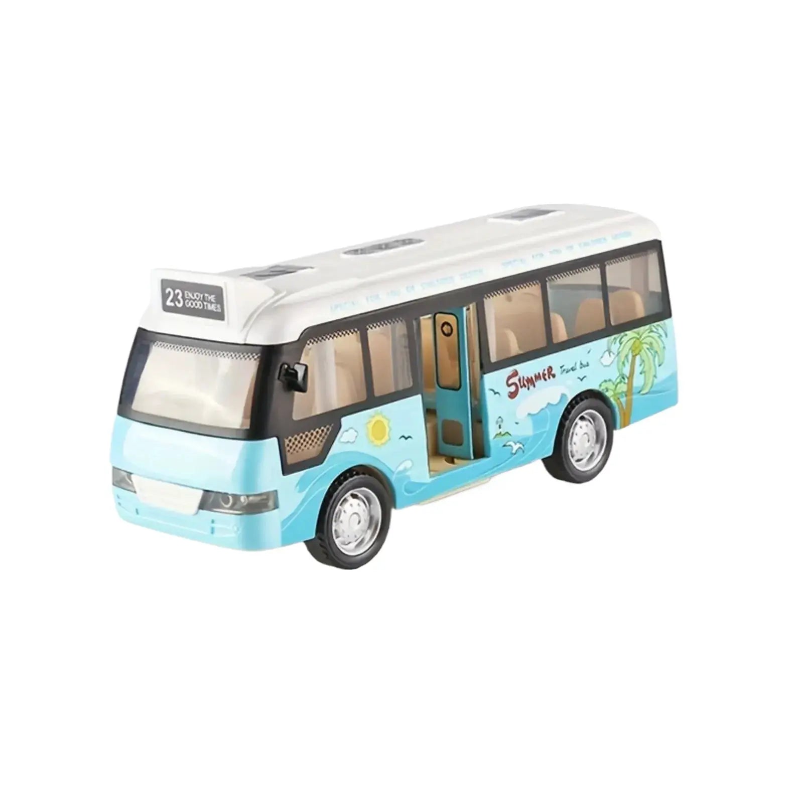 City Bus Die Cast Toy Car For Boys And Girls Airport Theme With Pull Back Action Lights Sound Open Doors
