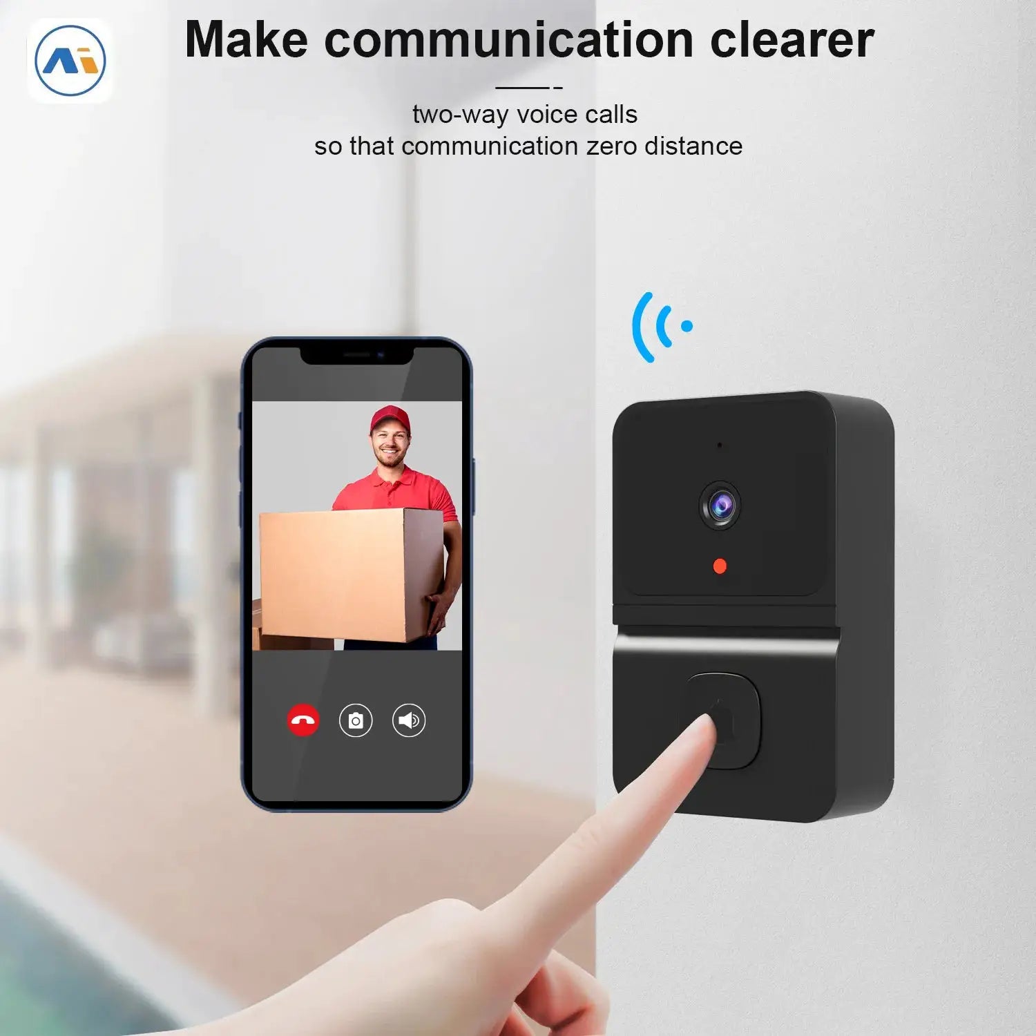 Wireless doorbell by Simples Market with outdoor HD camera and night vision