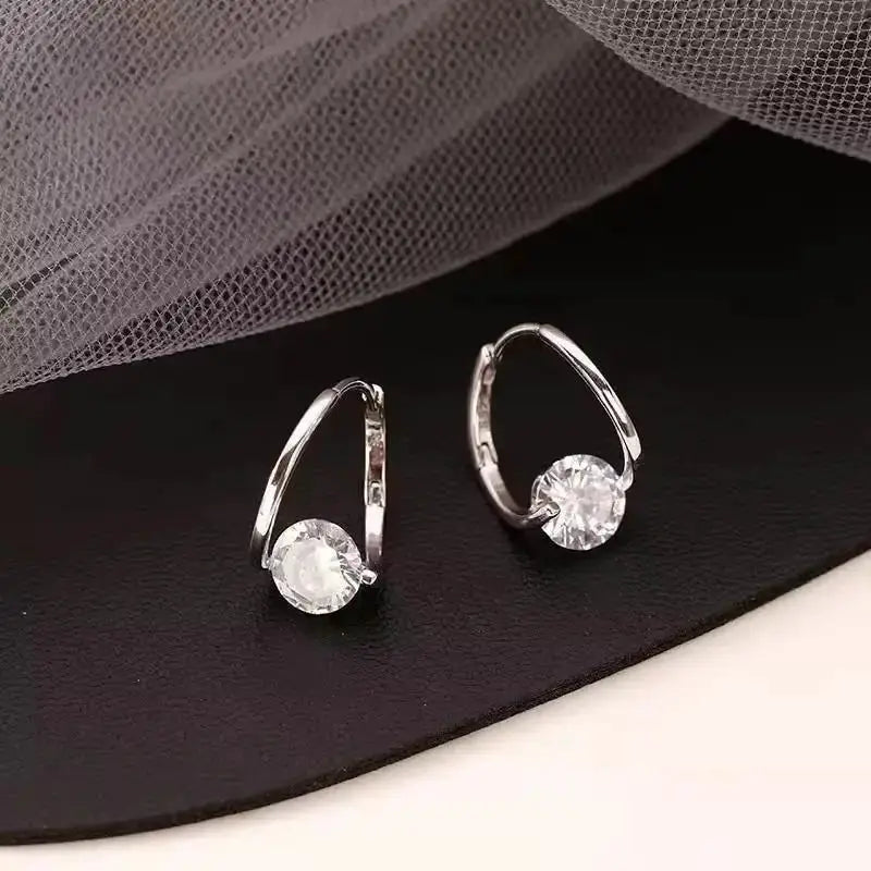 925 Silver Needle Heart Earrings For Women Korean Fashion Crystal Jewelry 2026 Trending Luxury Hoop Earrings