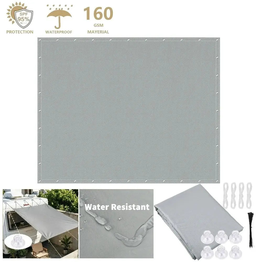 Simples Market shade sail, waterproof gray outdoor canopy 2x3–4x5m with grommets and mounting hardware