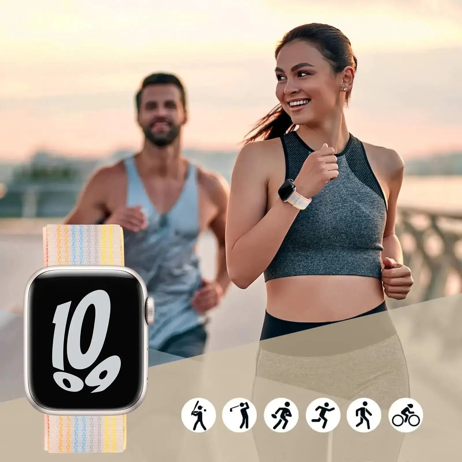 Nylon Strap for Apple Watch 10 42mm 46mm Ultra 2 49mm Breathable Replacement Wristband for IWatch 9 8 7 6 5 4 3SE 45mm 41mm 44mm