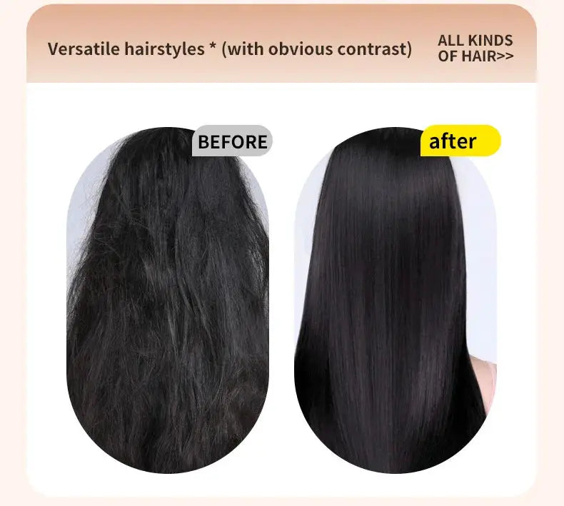 Simples Market mini cordless hair straightener brush, USB rechargeable, anti-scald, before/after hair smoothing