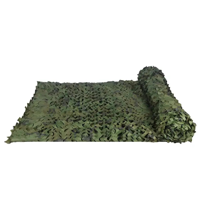 Simples Market camouflage netting in woodland greens with rolled edge, suitable for garden gazebo or hunting