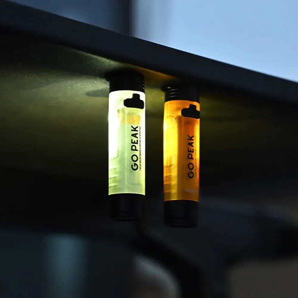 Gopeak mini pocket LED flashlight keychain lights (2) in white-green and orange, USB rechargeable, clip-on flashlight