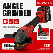 M-WALK 8500 RPM High Speed Brushless Angle Grinder 100 And 125mm With Safety Guard For 18V M-WALK Battery