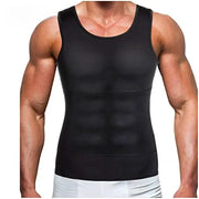 Men's black slimming vest shapewear, tight form-fitting torso bodysuit