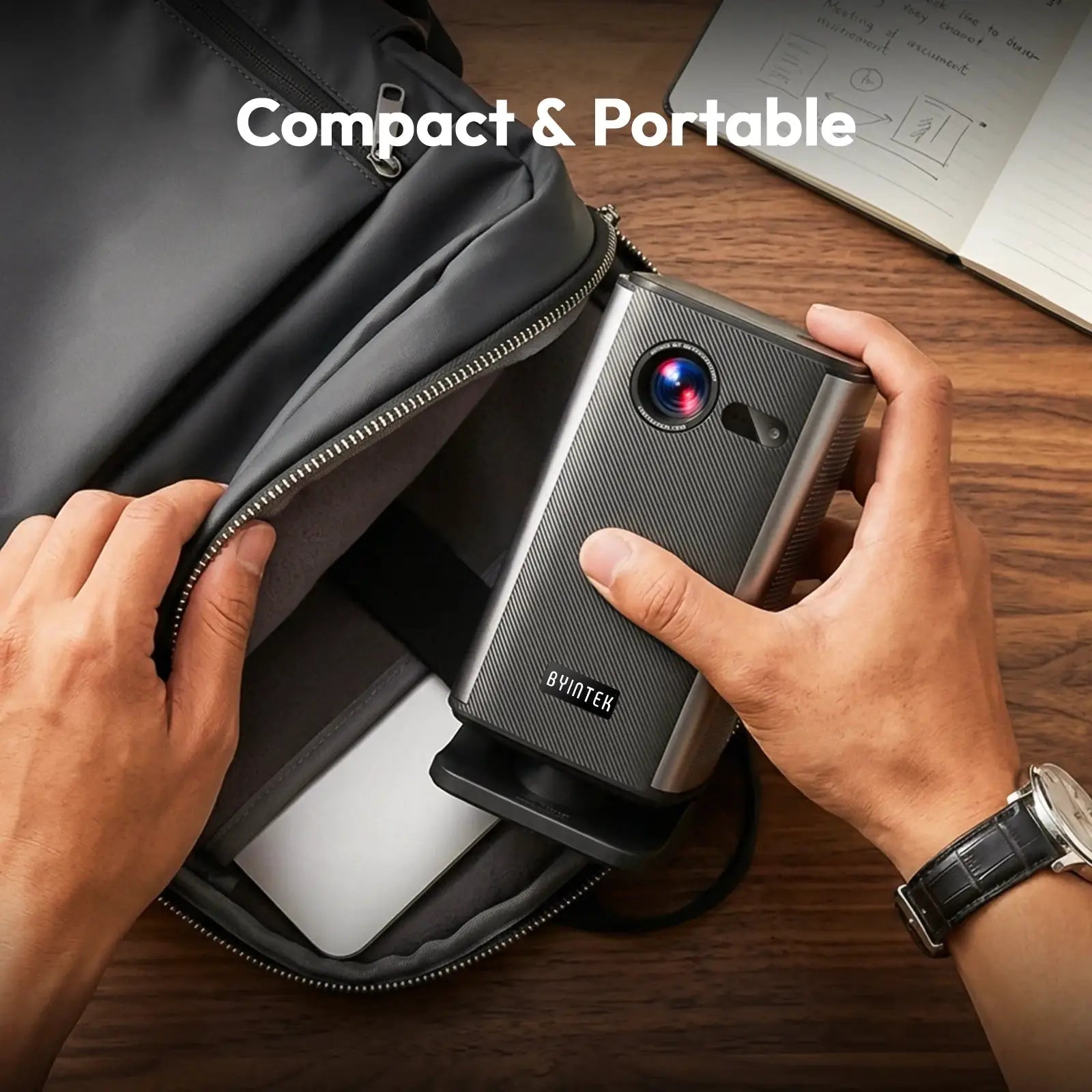 BYINTEK P70X Portable Projector Battery 4K 3D WiFi Outdoor Movie Night