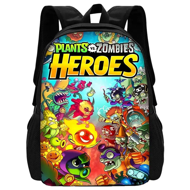 Kids' school backpack featuring Plants vs Zombies Heroes design by Simples Market, with lunch bag and pencil pouch