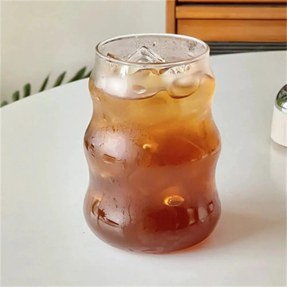 530ml Heat Resistant Glass Cup Tumbler Stripe Design Tea Coffee