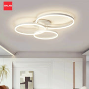 Smart ceiling chandelier with three white circular LED rings by IRALAN