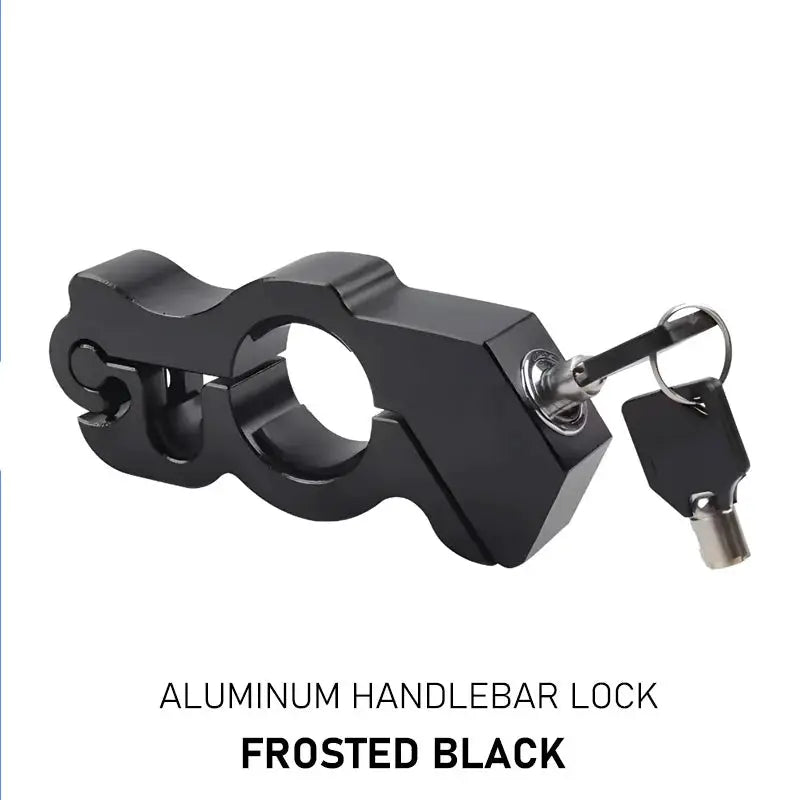 Aluminum frosted black motorcycle handlebar lock with keys anti-theft