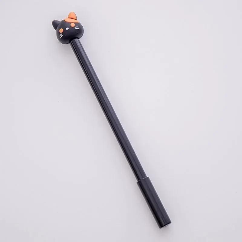 Simples Market kawaii cat gel signature pen with black ink and cat head topper