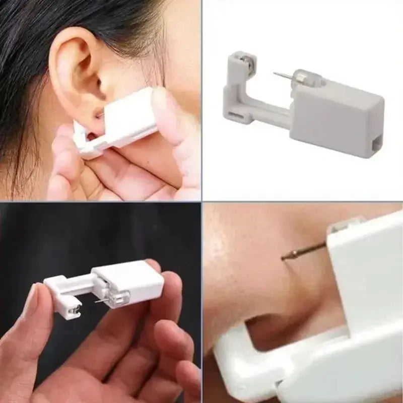 Disposable White Plastic Ear Piercing Gun Kit For Women And Men Sterile Safe Earring Tools