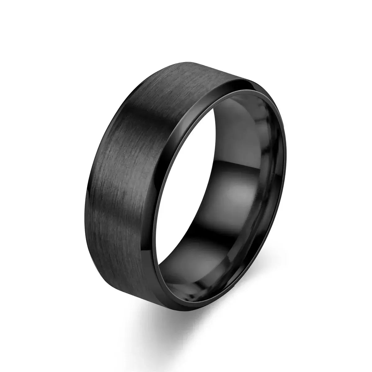 8mm Classic Stainless Steel Ring Unisex For Men And Women 7 Color Matte Finish Double Inclined Plane Design