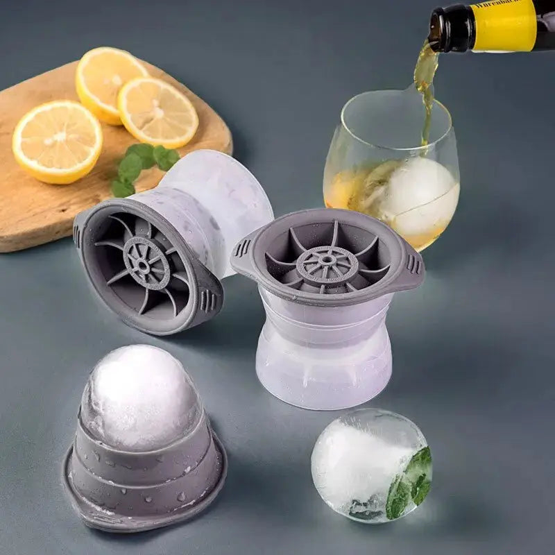 Two Piece Silicone Large Sphere Ice Cube Molds Set For Whiskey And Cocktails Ball Shaped Ice Balls