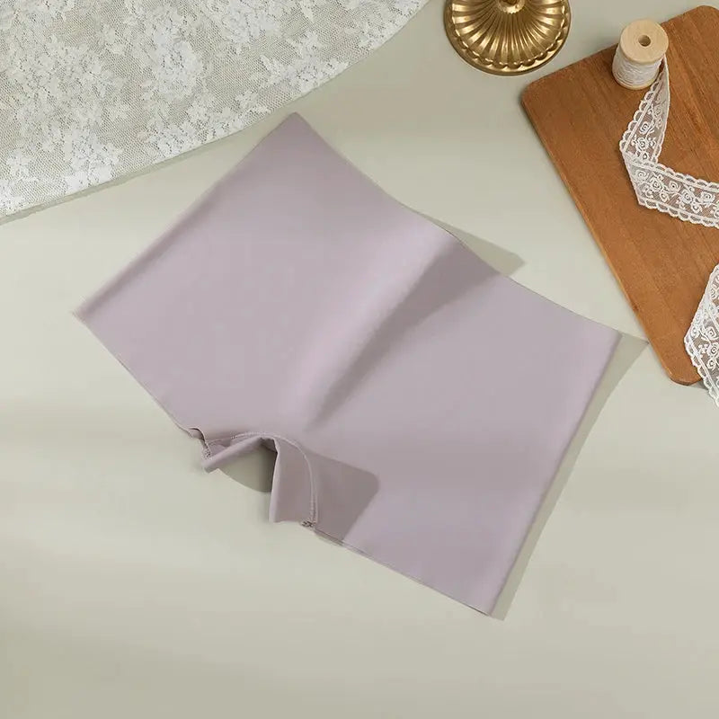 Women's lavender seamless boyshorts underwear, silk satin, breathable fabric
