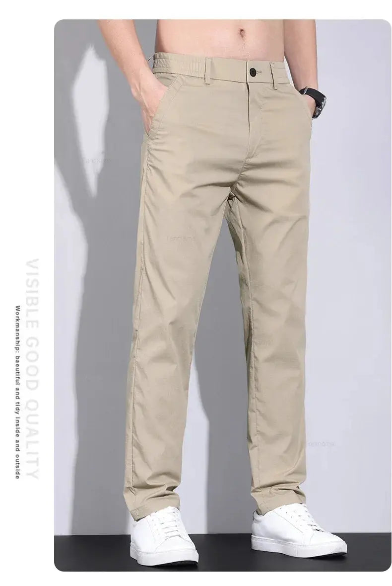 Men's casual pants, khaki slim-straight with belt loops