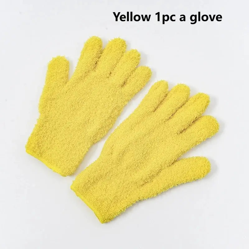 Simples Market yellow microfiber dusting gloves, pair; stretchable and breathable cleaning gloves