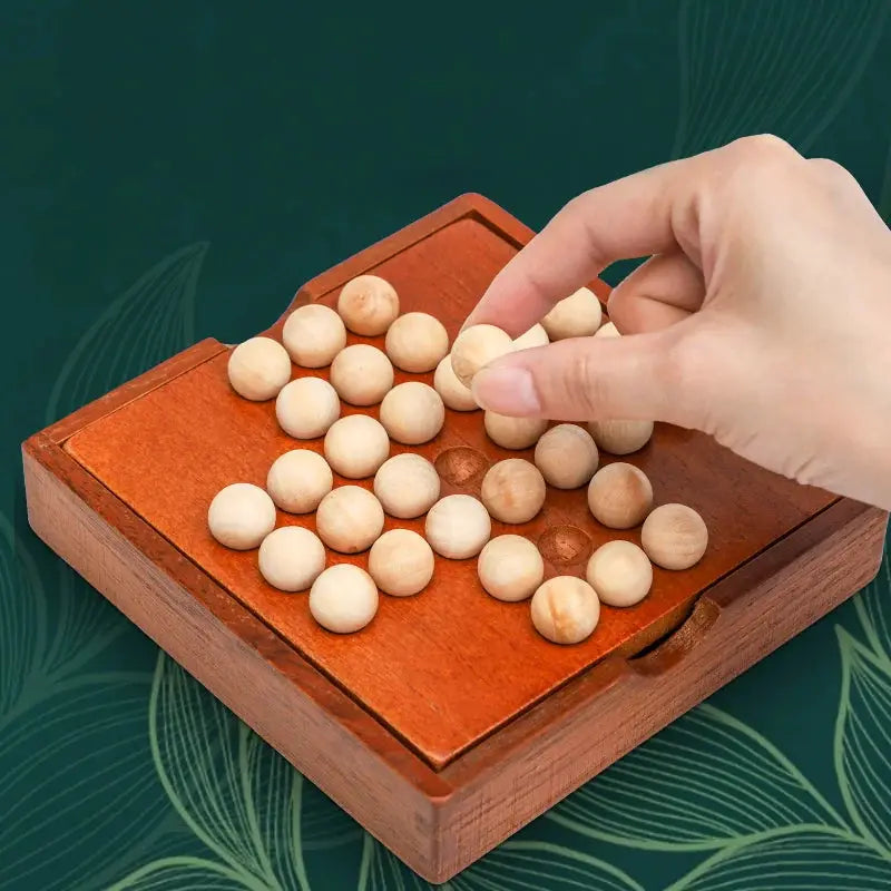 Wooden Peg Solitaire Board Game European Style Solo Puzzle Educational Toy for Cognitive Skill Development