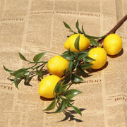 Luxury Lemon Fruit Branch With Green Leaves Artificial Flowers For Home Decor And Photography Props Realistic Fake Plant