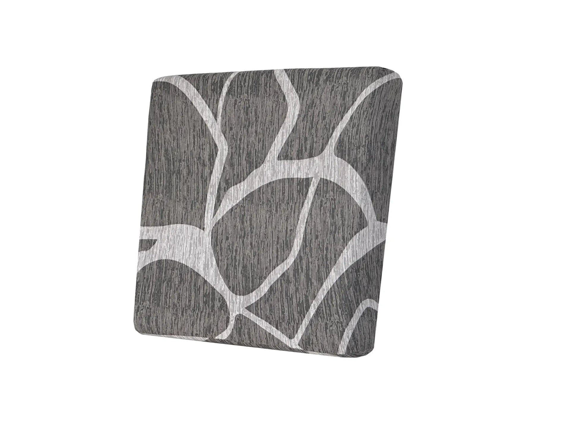 Elastic sofa seat cushion cover in gray with white floral pattern, stretchable and removable.