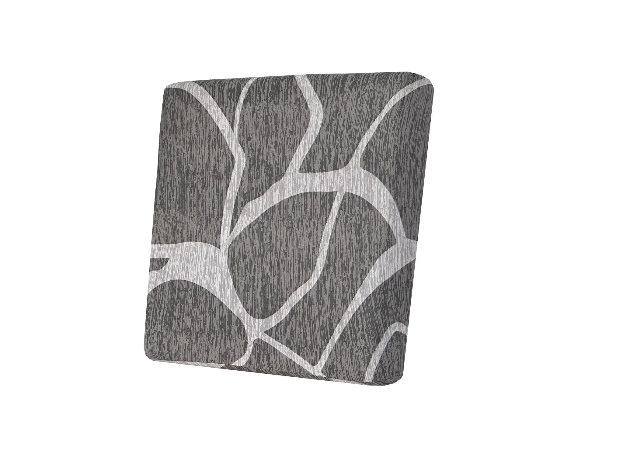 Elastic sofa seat cushion cover in gray with white floral pattern, stretchable and removable.