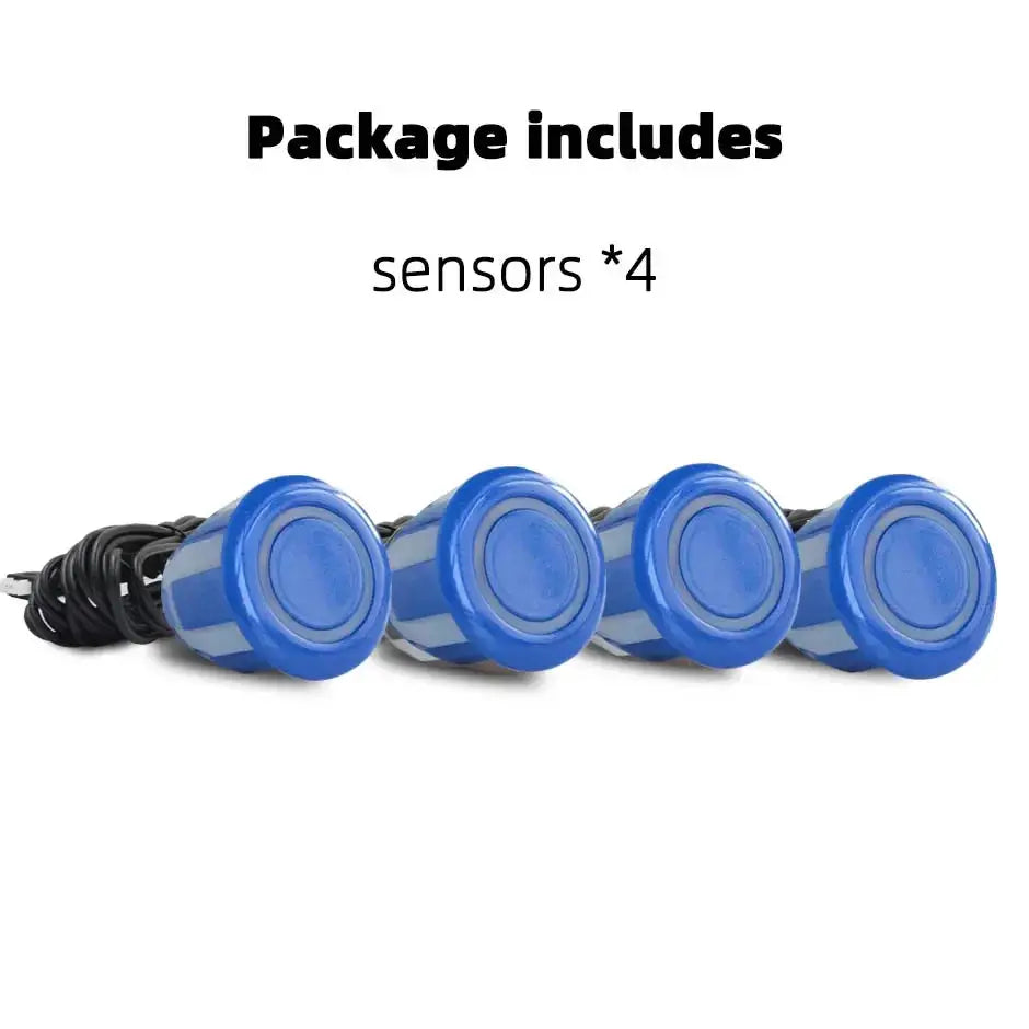 4 blue ultrasonic parking sensors set for car reverse radar
